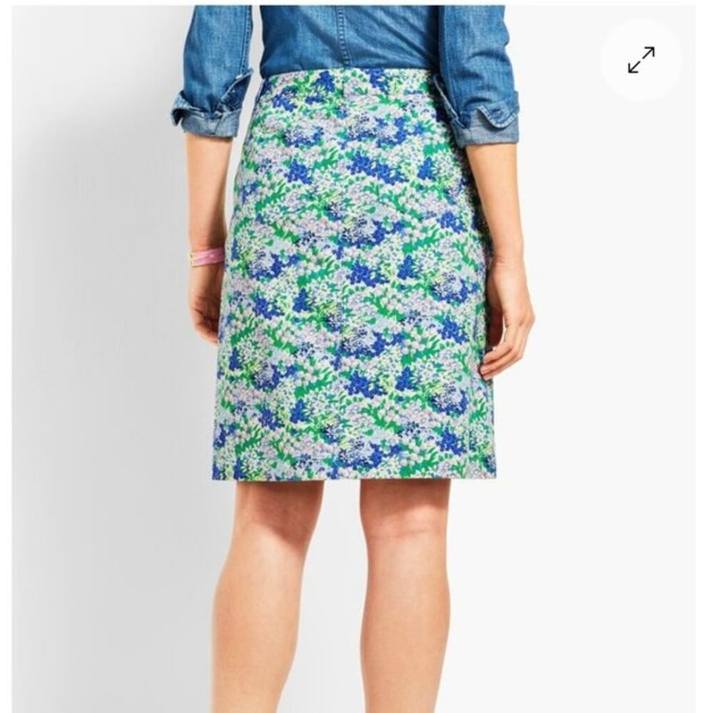 Talbots Floral Print Skirt Womens Sz 10 Pink Green Stretch Cotton Spring Garden​ - Picture 2 of 10